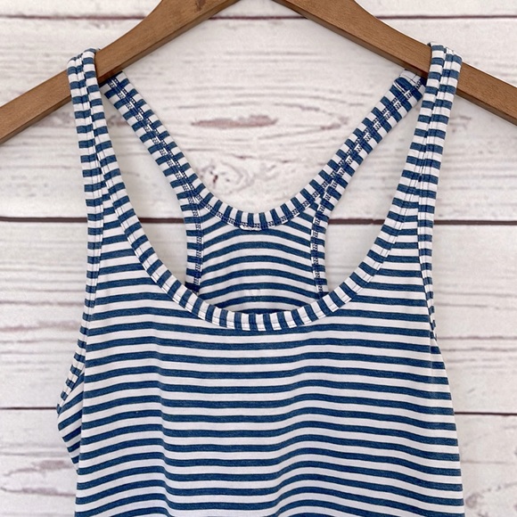 LULULEMON Cool Racerback Pigment Blue White Narrow Bold Stripe Tank SZ Small Est - Picture 4 of 7